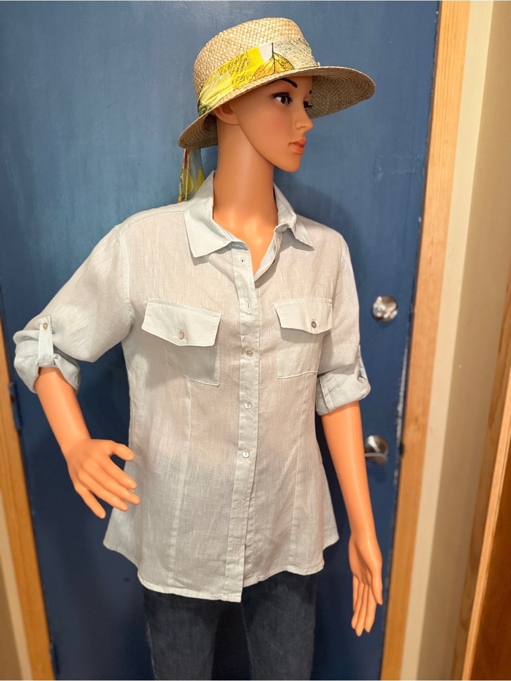 🌊 The Singita Collection Linen Button-Down Shirt | Ice Blue | Size M